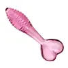 Dildo de Cristal con Pestaña de Tirar en Forma de Corazón Multicolor con Puntos Elevados, Barra de Diente de Lobo, Tapón Anal Roscado, Tapón Anal de Vidrio, Juguete Sexual Palo de Hielo y Fuego