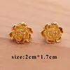Chapado en oro real de 18 quilates flor de flor antigua tridimensional con pendientes de pasador de oreja de anillo accesorios de joyería semiacabados