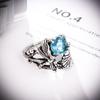 Anillo de Libélula y Loto Retro Creativo de Venta Caliente Transfronterizo de Temu con Diseño Único de Nicho y Accesorio de Anillo de Cristal Azul