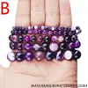 Pedra Natural Ágata Listrada Roxa Acessórios para Joias DIY Contas Soltas Contas Redondas Contas para Pulseira Semi-Acabada Atacado