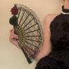 Abanico de Encaje Plegable Estilo Loli Oscuro Gótico Lolita Estilo Japonés Video en Línea Abanico de Mordida Bloqueador Facial Contrarrestando Vestido