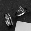 Joyería transfronteriza de acero inoxidable corte láser corrosión gota de aceite cruz personalidad apertura anillo de acero de titanio ajustable fabricantes