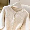 Suéter de Punto Mixto de Color Estilo Suave Otoño e Invierno para Mujer Dobladillo Ondulado Holgado y Adelgazante Top de Punto Versátil Cuello Redondo Abierto