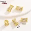 Cobre Chapado en Oro de 14K con Diamantes, Espaciadores Pequeños Giratorios de Doble Capa para Cintura, Cierre de Tornillo Giratorio de Oro Blanco Conector de Perla