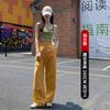Pantalones Deportivos de Secado Rápido Estilo Americano para Mujer, Modelos de Primavera y Verano, Diseño de Remaches, Estilo Holgado, Pantalones Casuales de Pierna Ancha, Cintura Elástica, Pantalones de Jazz
