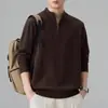 Ropa de Hombre Shanggu Otoño e Invierno Media Cremallera Retro Cuello Alto Nuevo Cálido de Manga Larga Top de Punto Pulóver