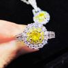 Retro Requintado Zircon Niche Design Anel Simples Pingente Brincos Rosa Cristal Brincos Colar Set Atacado
