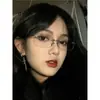 Gafas Elegantes Sin Montura para Miopía para Mujer, Disponibles con Graduación, Bloqueo de Luz Azul, Varillas Doradas, Montura de Titanio Puro, Gafas Cuadradas Sin Graduación para Hombre