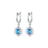 Pendientes Exquisitos de Diseño Transfronterizo de Plata de Ley S925 con Circonita Azul Marino de Girasol para Mujer, Pendientes de Lujo de Gama Alta para Banquetes