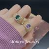 Moda Caibao Vintage Latón Zirconio Chapado en Oro Anillo Suelto vintage Lujo Ligero Vintage Elegante Artesanías para Mujer