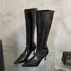 Botas Largas Chuyuji Marrones para Mujer, Botas Ajustadas, Botas Nuevas de Tacón Alto, Botas de Caña Alta, Botas Adelgazantes de Punta Fina