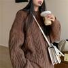 Suéter Retro de Punto Trenzado para Mujer Otoño e Invierno Ropa Exterior 2025 Nuevo Estilo Holgado Relajado Suave Ceroso Cuello Redondo Top de Punto