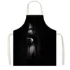 Saia com Atmosfera de Terror de Halloween Padrão de Caveira Manchas de Sangue Sem Mangas Decote Halter Avental Anti-Sujeira Cozinha Assar