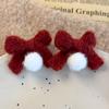 Pendientes de Lana para Niñas Otoño e Invierno con Lazo y Bola de Felpa Nuevo Diseño Único Pendientes Pendientes Melard