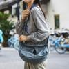 Bolsa Transversal de Sarja Lavada Estilo Japonês para Mulheres 2025 Retrô Casual Preguiçosa Bolsa Tote Estudante Literária Bolsa de Ombro
