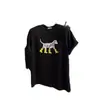 Camiseta Trendy Estilo Americano de Manga Curta para Mulheres, Novo Modelo de Verão 2026, Estampa Divertida de Cachorro, Top Soltinho Preto