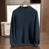 Suéter de cachemira para hombre, tejido de lana de doble hebra de siete puntadas con cuello semialto engrosado, jersey de punto, capa base de lana para otoño e invierno