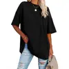 2024 Nuevo Comercio Exterior Amazon Transfronterizo Europa y América Camiseta Lisa de Color Sólido de Verano Casual Cuello Redondo Manga de Hombro Top