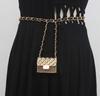 21 nuevo mini mini bolso cuadrado pequeño de cadena metálica con cinta tejida negra, colgante para cinturón, riñonera