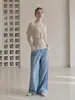 Suéter Tejido de un Hombro con Calados y Volantes Estilo Francés para Mujer, Nuevo Otoño 2026, Ajustado Versátil de Moda