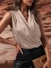 Camisa de Satén sin Mangas para Primavera y Verano para Mujer Amazon Chaleco Plisado Transfronterizo Europeo y Americano Nueva Camisa Sexy