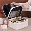 Bolsa de Cosméticos Grande de Doble Capa con Cuatro Compartimentos de PU para Mujer, Portátil, de Alta Gama, Gran Capacidad para Almacenamiento de Cosméticos