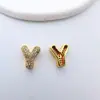 Colgante Letra del Alfabeto Inglés 26 Circonita Chapado en Oro DIY Hecho a Mano Joyería para Orejas Pendientes Collar Pulsera Accesorios Material