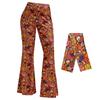 2025 Amazon Más Vendido Ropa Hippie para Mujer Pantalones de Pierna Ancha Acampanados de Moda Pantalones Estampados en Contraste + Pañuelo para la Cabeza