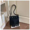 Bolsas de Suede com Franjas Estilo Boho Retrô para Mulheres 2026 Nova Versátil Bolsa Transversal Bolsa Saco