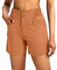 Shorts de trabajo para mujer de talla europea con múltiples bolsillos, pantalones casuales para exteriores con diseño de cremallera, cintura elástica, pantalones de golf para el ocio