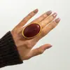 Anillo Ovalado de Piedra de Resina con Personalidad Exagerada Transfronterizo Europeo y Americano para Mujer, Anillo Abierto Geométrico Vintage, Joyería de Mano Estilo Ins