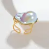 Anillo de Acero Inoxidable con Perla Chapado en Oro 18K Estilo Ins Nicho Lujo Accesible Anillo Vintage de Gama Alta Vintage