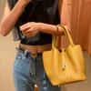 Versão Alta Pacote Completo Couro Bovino Camada Superior Cesta de Legumes Bolsa Fashionável Versátil Bolsa Saco Bolsa de Mão Simples de Couro Genuíno para Mulheres