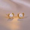 Aretes de Estilo Francés para Mujer Estilo Japonés y Coreano Vintage Perla Natural de Agua Dulce Estilo Ins Moda Dulce Original para Diario