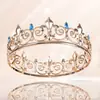 Moda Barroca Liga de Metal Cristal Coroa Completa para Homens Festa de Aniversário Baile Headwear Coroa Masculina