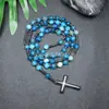 Amazonas Piedra Natural Colgante de Cruz Collar Piedra Ojo de Tigre Cruz Vesícula Biliar de Hierro Rosario para Hombres Collar Venta al por Mayor
