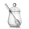Tarro de Miel de Vidrio Estilo Japonés con Palillo Mezclador, Transparente y Exquisito, Botella de Miel Doméstica con Tapa, Botella Simple para Mermelada con Tapa