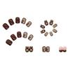 Uñas Postizas Portátiles, Calcomanías de Uñas Acabadas, Manicura de Perlas a Cuadros, Puntas de Uñas Portátiles, Calcomanías de Uñas Cortas, Patrón de Cuadros para Uñas