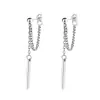 Pendientes largos de plata de ley S925 con borla cuadrada de Yunchaoxuan para mujer, estilo vintage desgastado, pendientes únicos con cadena para colgar atrás