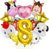 Set de Globos Digitales con Tema de Animales de Granja Decoración para Escena de Fiesta de Cumpleaños Infantil Globos Decorativos de Papel de Aluminio
