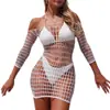 Yuedie Lingerie Sexy Estilo Europeu e Americano Vestido Bodycon de Um Ombro com Manga Longa e Recortes em Renda de Peixe Yd2573