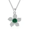 Collar Cruzado Europeo y Americano de Plata de Ley S925 Trébol de la Suerte de Amazon Colgante de Flor Versátil de Doce Piedras de Nacimiento Cadena para Clavícula