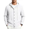 2026 Camisa de lino con capucha de manga larga para hombre estilo americano otoño e invierno transfronteriza, chaqueta con capucha tejida de color liso con cordón