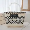 Cesta de Verduras Bolsa Tejida de Plástico Bolsa Tejida a Mano Bolso de Gran Capacidad Color de Contraste PP Bolso Lindo