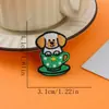 Patch Bordado de Cachorro em Xícara de Chá Desenho Animado, Patch Bordado Fofo, Patch Autoadesivo para Passar a Ferro, Decoração de Fita, Acessórios de Bordado