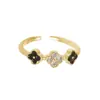 Anillo Abierto de Trébol de Cuatro Hojas de la Suerte Full Diamond que Gotea Aceite para Mujer Estilo Europeo y Americano Ins Lujo Accesible Anillo Elegante que No Se Desvanece