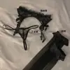 Medias Puro Deseo Medias de Suspensorio Sexy Tirantes Ajustables Encaje Cruzado Divertido Ropa Interior Medias Negras Medias