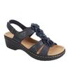 Sandalias de Verano de Comercio Exterior Transfronterizo Nuevas Europeas y Americanas Huecas con Cuña Boca de Pez Flor Sandalias Casuales para Mujer Talla Grande 43