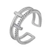 Una Variedad de Anillos de Plata Doble Capa Estilo Coreano 925 con Anillos Abiertos de Cruz Microincrustados, Joyería, Más Vendidos en Taobao, Directo del Fabricante
