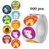 Rollo de 500 pegatinas de incentivo para juguetes infantiles, etiquetas decorativas de papelería de oficina, pegatinas de sellado